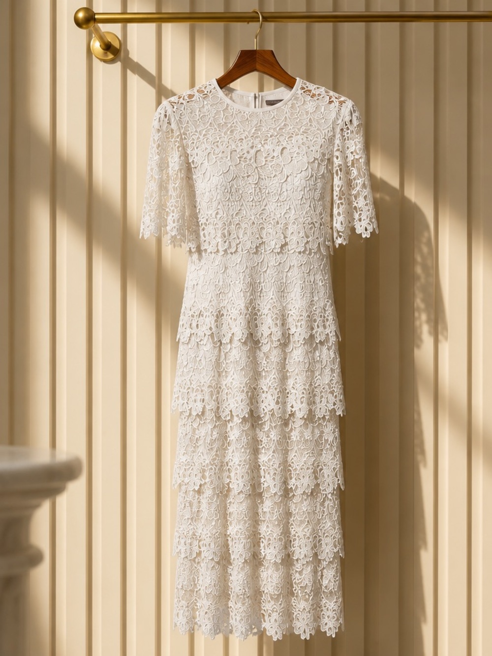 Vintage Custom Long Ivory Tiered Lace Gown Sz 10 Gown cottagecore wedding bride